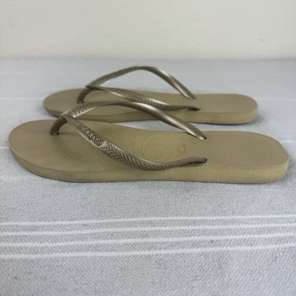 Women’s Havaianas Slim Flip Flops Thong Sandals Sand Gray Light Golden 7/8 - Picture 5 of 9